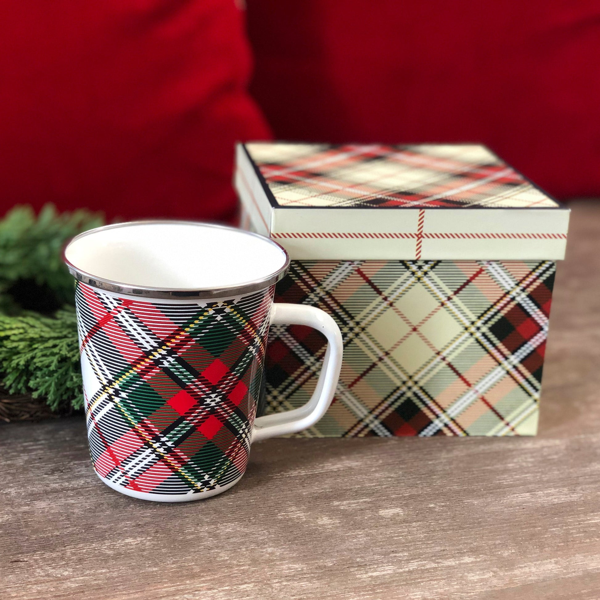 Plaid Mug in Gift Box-Mug-Nautical Decor and Gifts