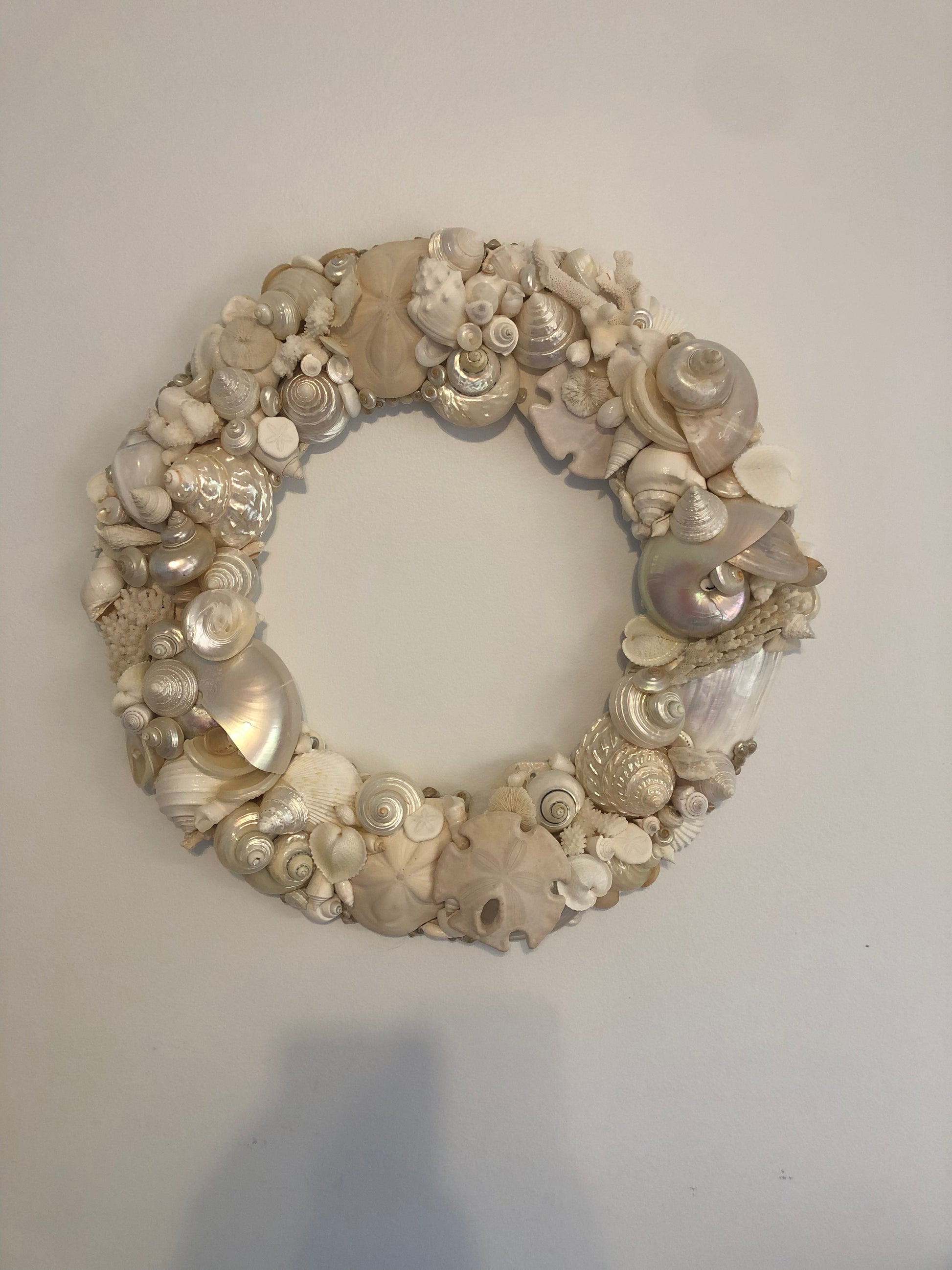 Pearls and Whites Seashell Wreath-Wreath-Nautical Decor and Gifts