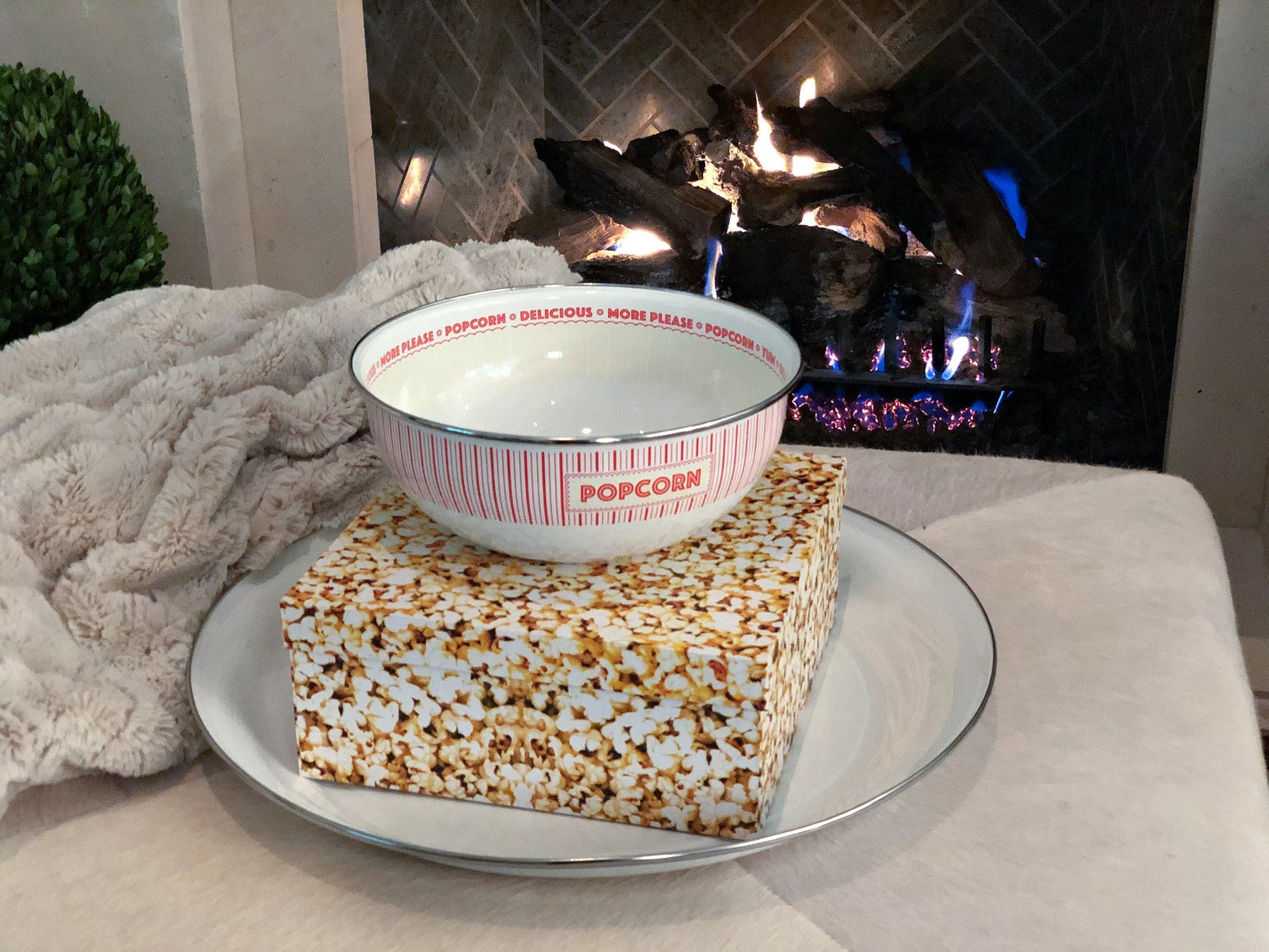 Enamel Popcorn Bowl-Nautical Decor and Gifts