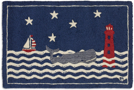 Wavy Whale Rug 2' x 3'-2x3 Rug-Nautical Decor and Gifts