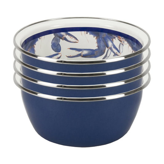 Blue Crab Salad Bowls - Set of 4-Bowl-Nautical Decor and Gifts