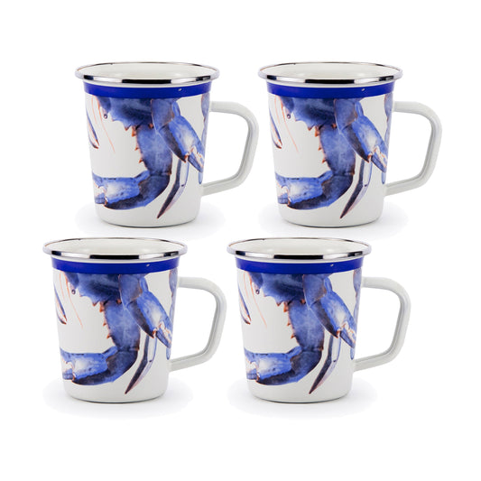 Blue Crab Latte Mugs - Set of 4-Mug-Nautical Decor and Gifts